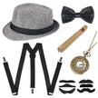 Party Men's Top Hat Pipe Pocket Watch Strap Tie Fake Cigar Set