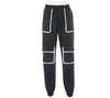 White Stripe Cargo Pants Women Trousers Pockets Patchwork Contrast Color High Waist Pants Hip Hop Capris