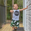 Gray Letters Vest Green Leaf Shorts Suit Casual two piece for boys