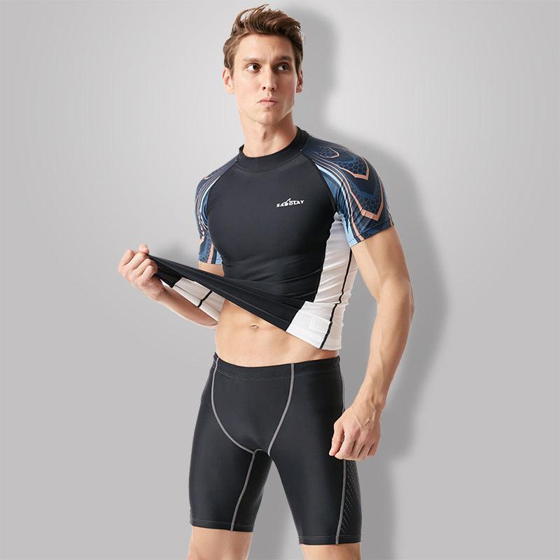 Men’s Short Sleeve Rash Guard – Compression Swim Shirt for Surfing & Water Sports