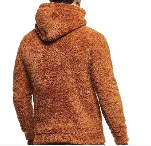 Autumn Winter Drawstring Fleece Hoodie Pullover for men