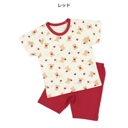 西松屋 2枚組ラグラン半袖パジャマ（くま・ハート） 正規品