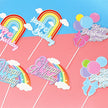 Birthday Cake Decoration Inserts – Rainbow & Balloon Baking Toppers (10 PCS)