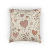 Scattered Hearts Woven Pillow | Boho Vintage Heart Pattern Cushion