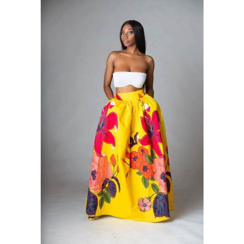 Elegant Bottoms Skirt Floral Long Maxi prairie Skirt