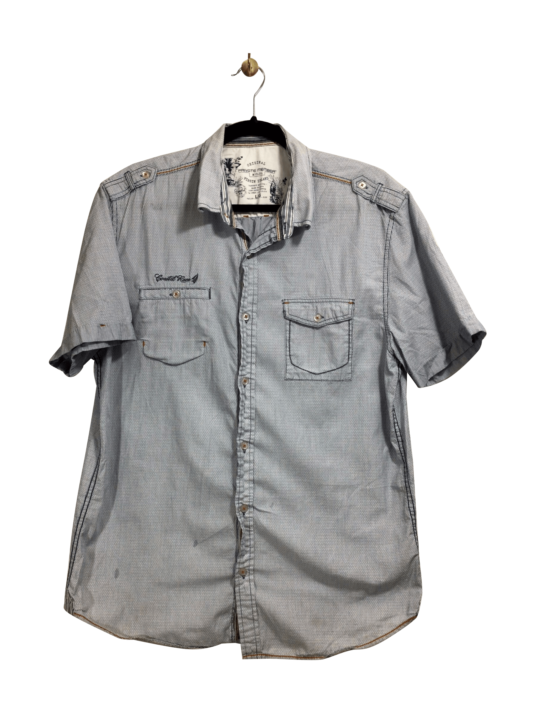 VIRGIN ISLAND Regular fit Button-down Top in Blue  -  L