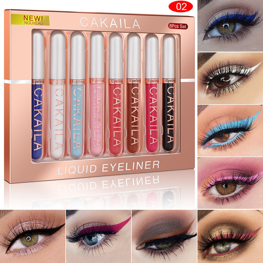 CAKAILA 8-Colour Liquid Eyeliner Set – Vibrant, Long-Lasting, Waterproof