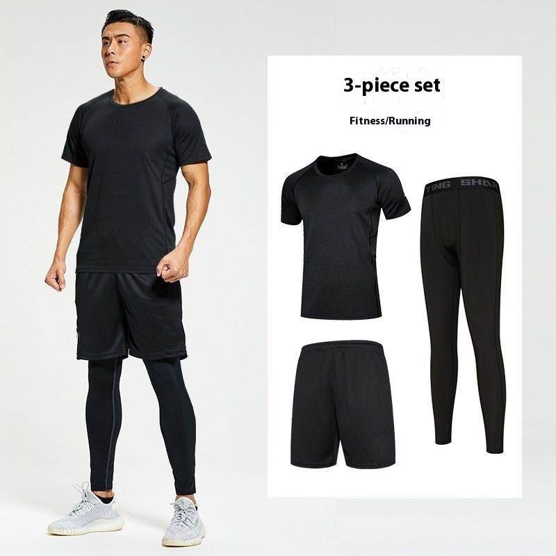 Fitness apparel - Quick Drying Workout clothes for men 4pcs Gym set wear