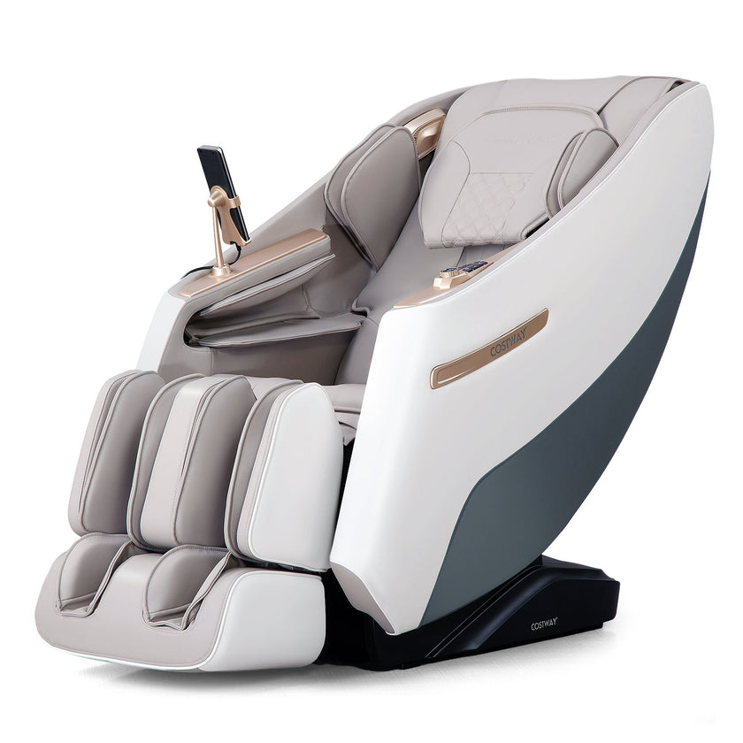 Mega Sale-Costway-Premium 3 Level Zero Gravity Full SL Track, Massage Chair With Heat- Dual Foot Rollers-Intelligent Body Scan With Shiatsu Rollers-JL10029WL