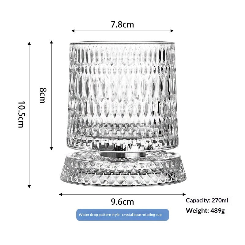 Luxury Spinning Glass with Crystal Base – Stress-Relieving Rotating Cup, 9 Styles