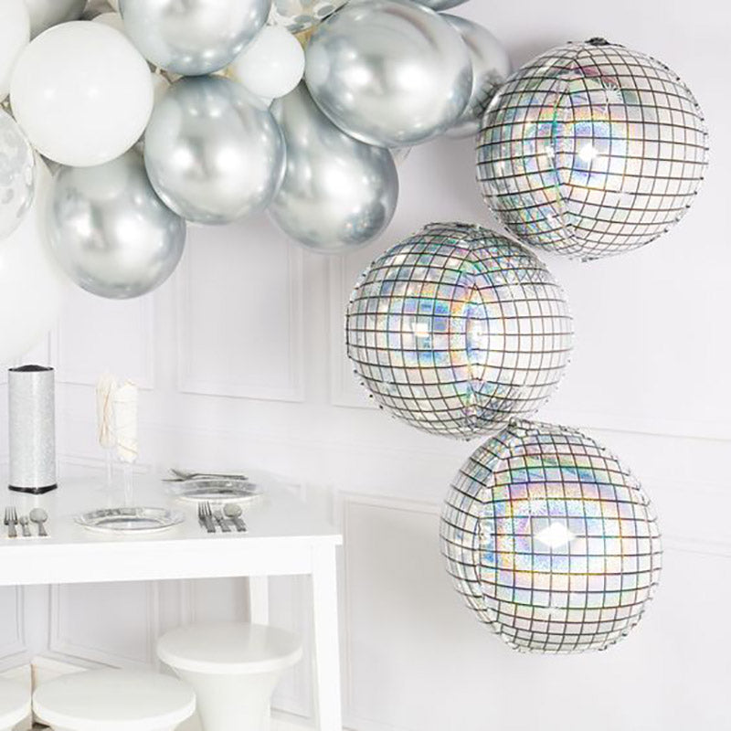 Silver Laser Disco Foil Balloons – Party Decoration Set