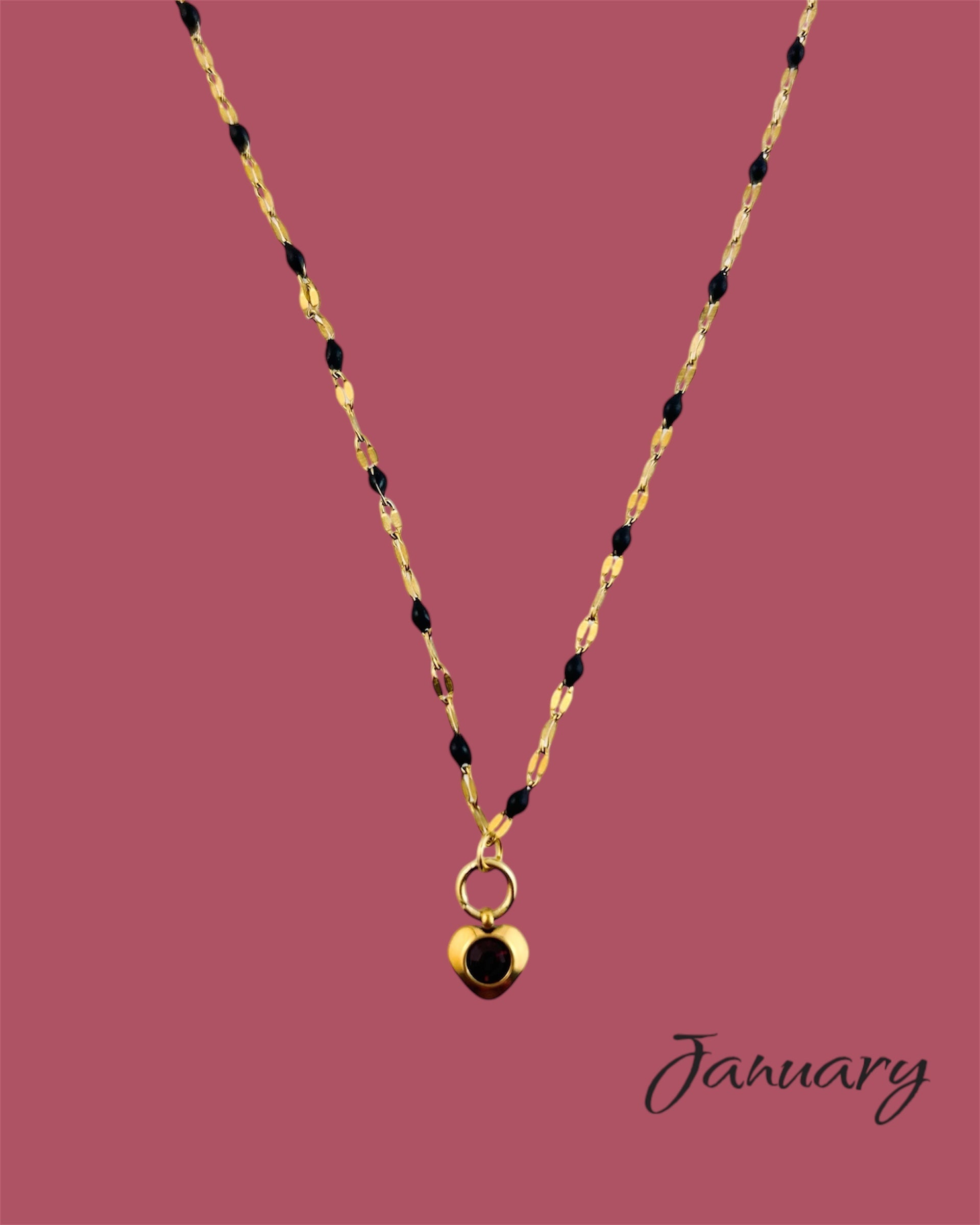 Heart Stone Necklaces in gold - various birthstone colours