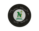 Dennis Maruk Autographed Minnesota North Stars Vintage Autograph Model Puck Inscribed 