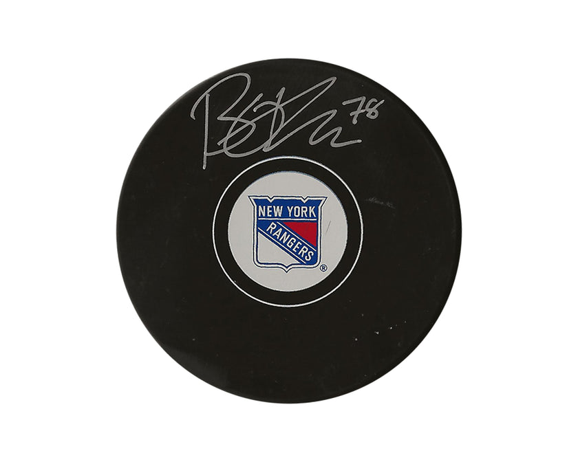 Brennan Othmann Autographed New York Rangers Autograph Model Puck