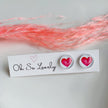 Watercolour pink Heart stud earrings