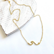 Chainlink Necklace with Wave Pendant - Gold Plate