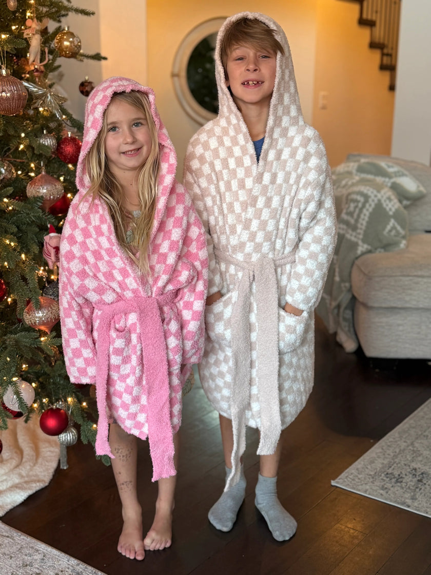 Adult Check Print Hooded Robe