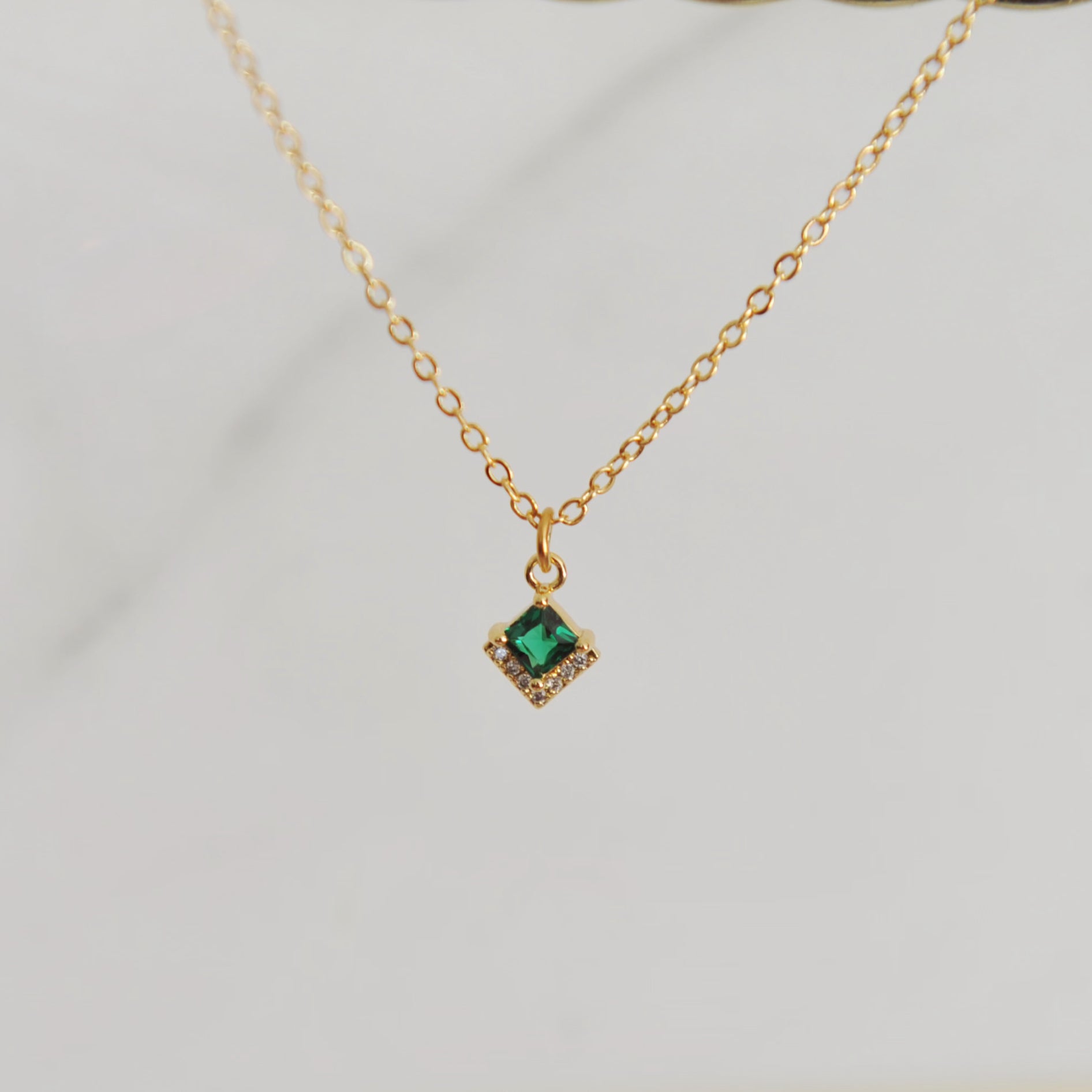 Jessa Tiny Emerald Charm Necklace 