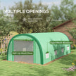 Outsunny 19.5'x10'x6.5' Upgraded Tunnel Greenhouse Mesh Door Windows 15 Plant Labels Gloves Green