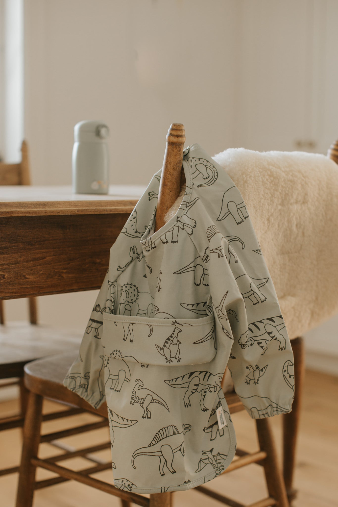 Long-sleeved bib - Flowers and birds - Menoum