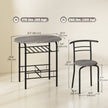 Foden 3-Piece Dining Set with Shelf, for Small Spaces-Dark Grey