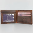 Men’s Genuine Cow Leather Bifold Wallet. Embossed Deer Design with RFID Protection