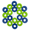 32 Blue and Lime Green Carrom / Pichenotte / Croquignole Rings - (Blue / Lime Green / Natural / Black / White) - Anneaux De Pichenottes - Game Accessories / Accessoires De Jeu