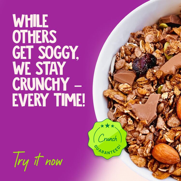 Super Muesli Riche en Protéines au Chocolat 400g – 61% de Céréales Entières, 14% de Fruits à Coque - 17% de Protéines, Source de Fibres Alimentaires et de Lipides Saines