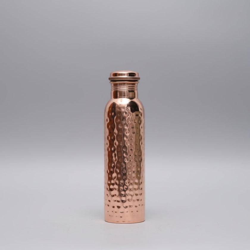 Pure Copper Hammered Water Bottle (950ML) | 100% Certified Copper | Leak-Proof | Handcrafted Ayurvedic Design