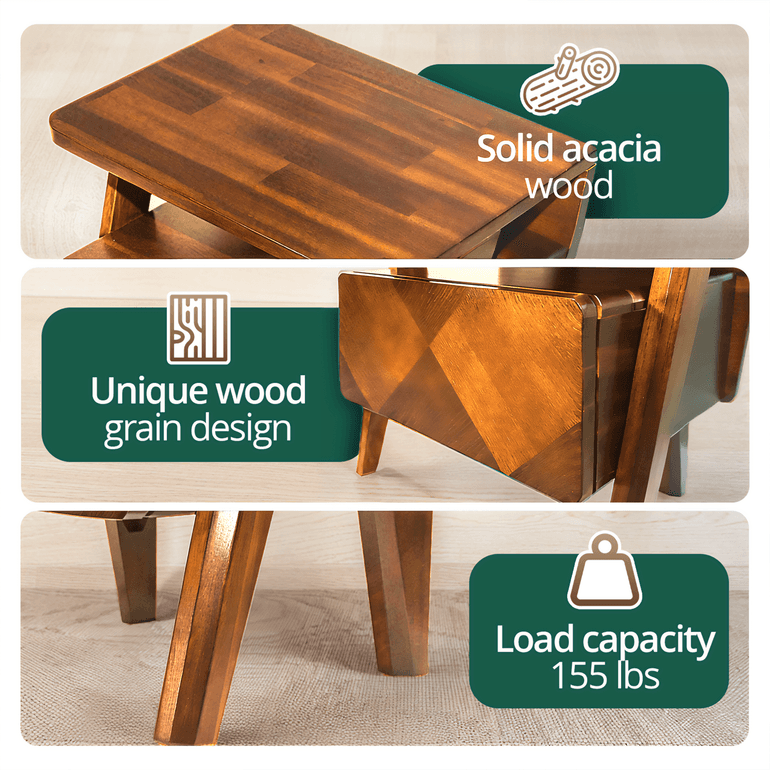 Rum Solid Wood Nightstand