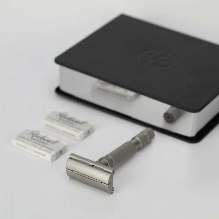 Rockwell T2 Adjustable Twist-To-Open Stainless Steel DE Safety Razor - Matte Silver