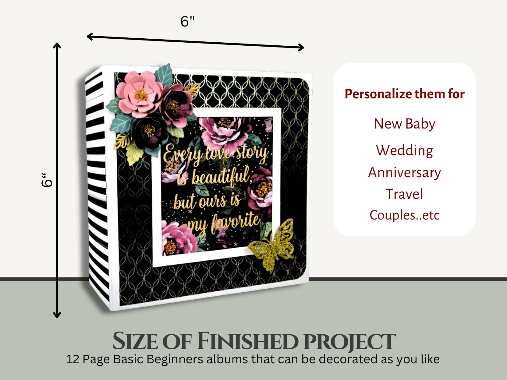 CrafTreat Scrapbook Blank Precut Album Base - Basic 6x6 - White and Ivory