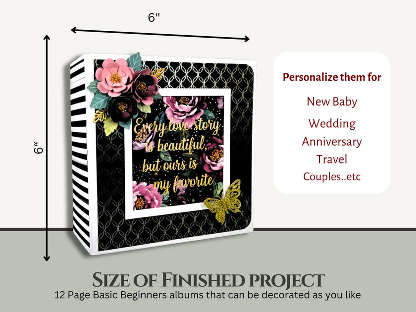 CrafTreat Scrapbook Blank Precut Album Base - Basic 6x6 - White and Ivory