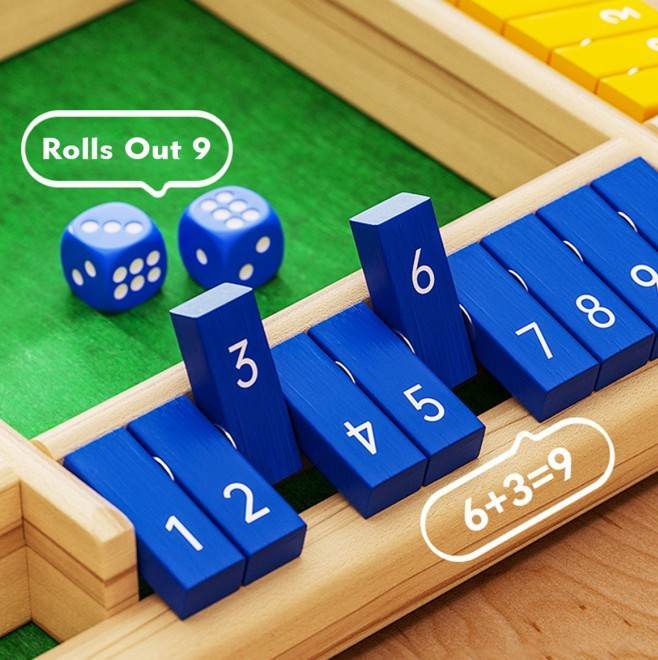 Children Dice Game,2-4 Player Family Wooden Board Table Math Games For Adults And Kids.