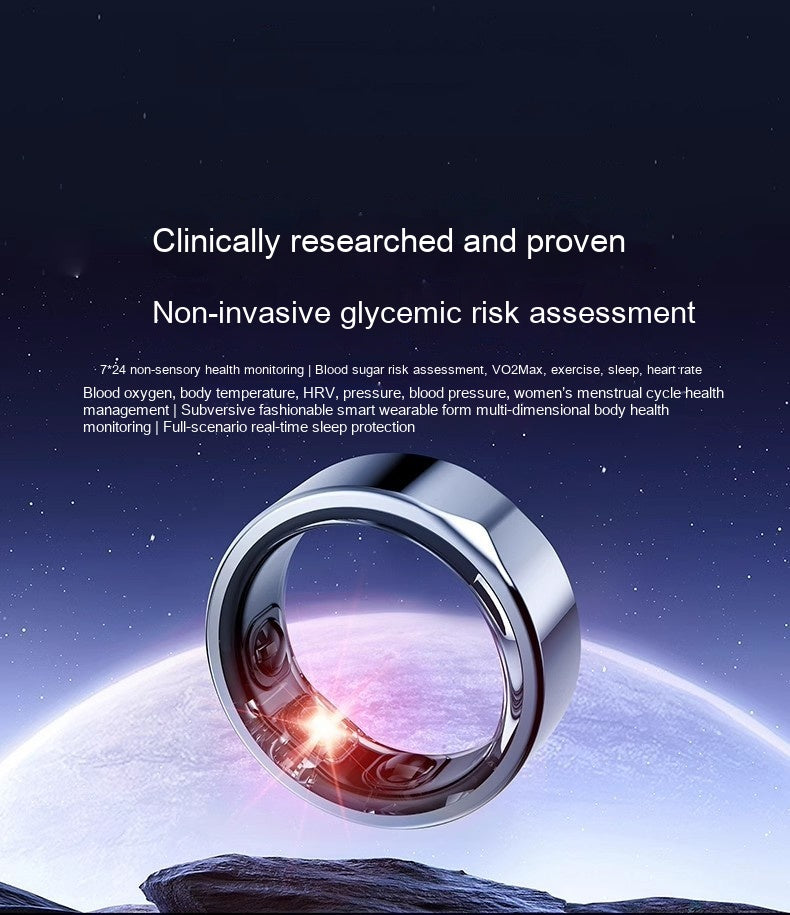 Smart Ring – Blood Sugar Testing, Sleep & Health Monitoring | Obsidian Black, Space Silver, Rose Gold