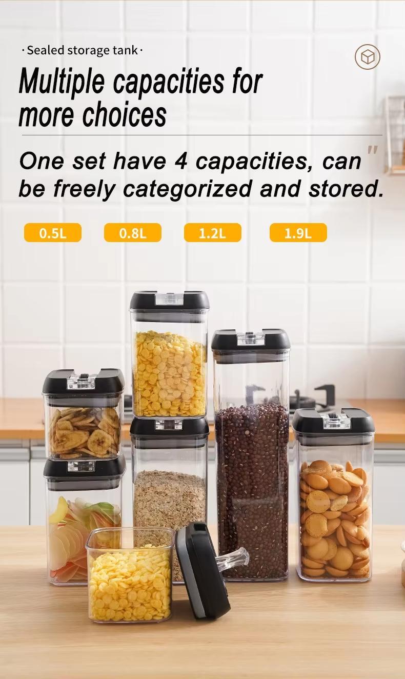 7-Piece Food Container Set – Stackable Kitchen Storage Containers with Lids (Black or White)