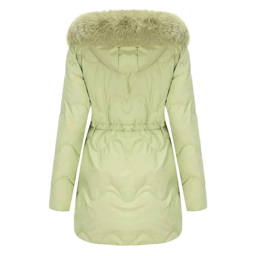 Autumn Winter Fur Collar cotton padded long winter jacket for women