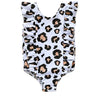 Girls Leopard Print One-Piece Swimsuit – Sleeveless Nylon Swimwear for Kids (80–120cm)
