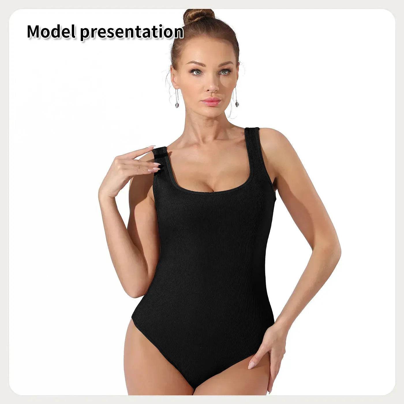 One piece Full body shaper Sleeveless Square neckline Bodysuit