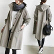 Women Casual Style Hoodie Windbreaker Mid-Length Long-Sleeved waist Jacket