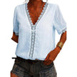Women Chiffon blouse top  European And American spring summer Embroidered Lace Short-Sleeved Blouse Women