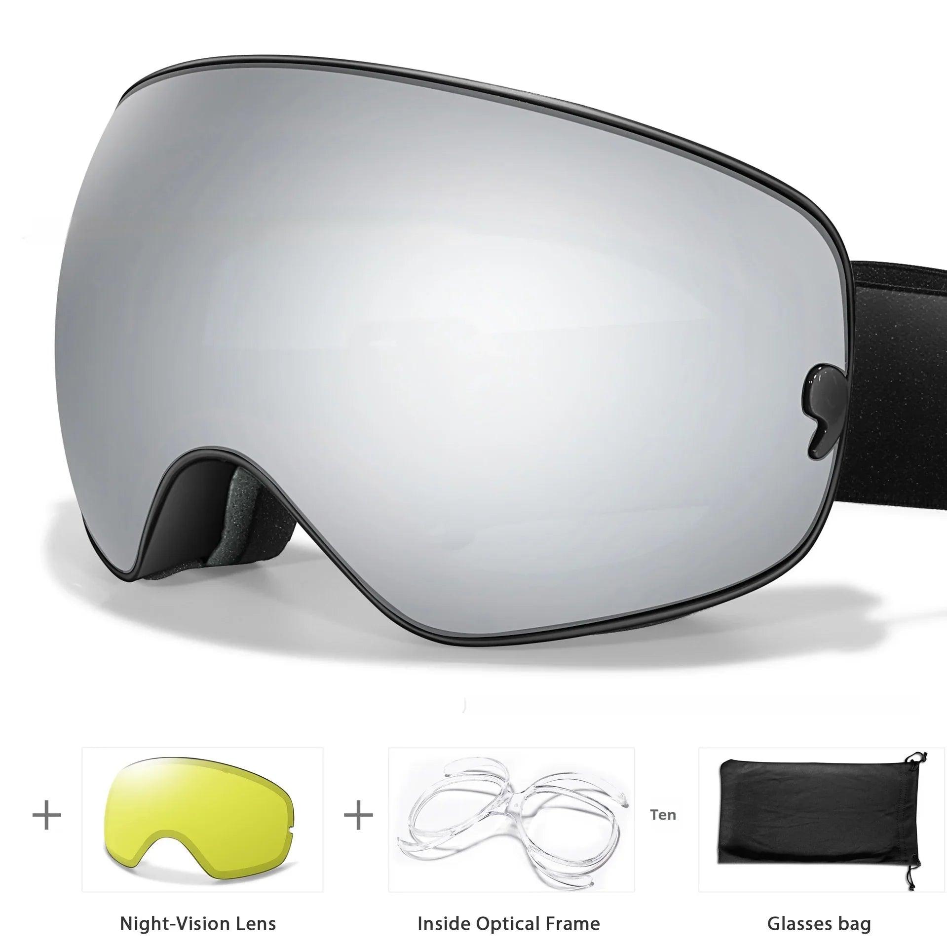 Men's And Women's Anti-fog Card Myopia Glasses Coated Large Spherical Eye Protection Ski Mountaineering Equipment