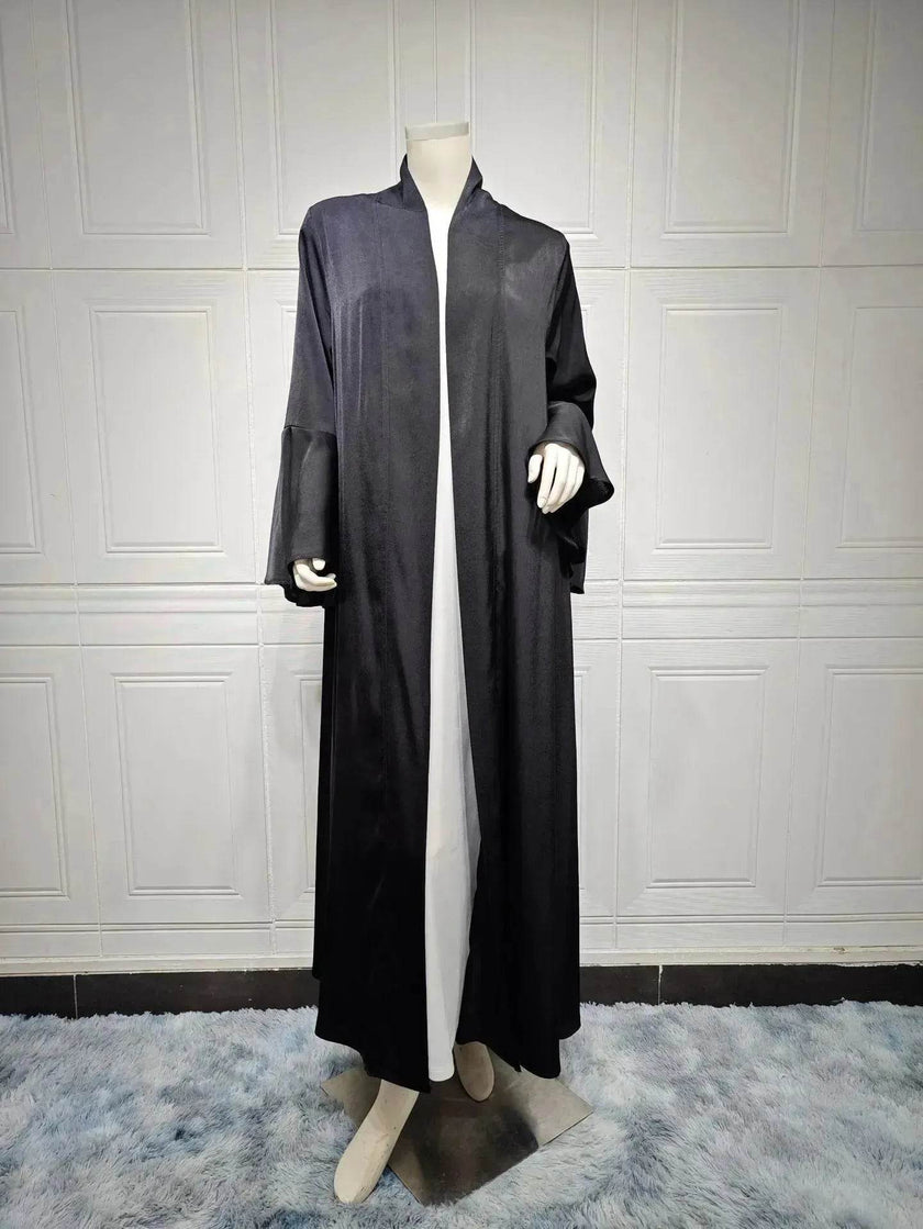 Abaya two piece set Elegant Satin  Plain Color Abaya Kimono Open front Abaya Dubai Abaya wear for Middle East Women