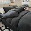 Solid Colour Sanding Washed Cotton 4-Piece Duvet Cover Bed Set