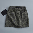 Leopard Print Mini Denim Skirt Women's High Waist Pencil Skirt