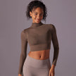 Quick Drying Gym Slim Fit Mesh Turtleneck Long Sleeve Workout Crop Top