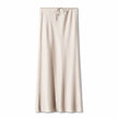 High Quality Satin Silk High Waist Drawstring Lace-up Solid Women Satin Midi Skirt