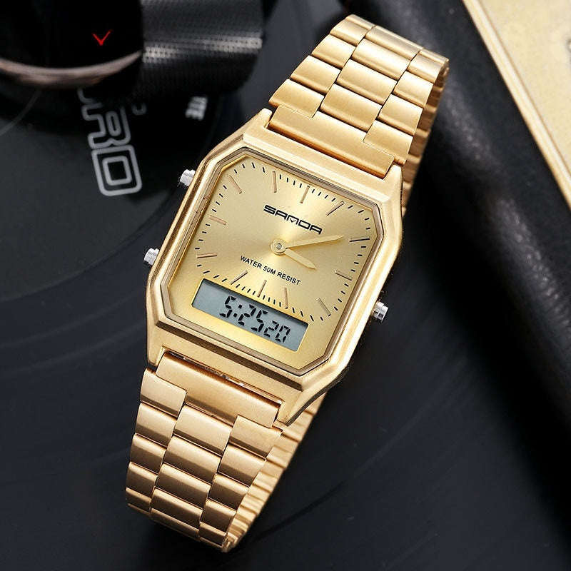 Men's Business Quartz Watch – Simple Dual Display Wristwatch