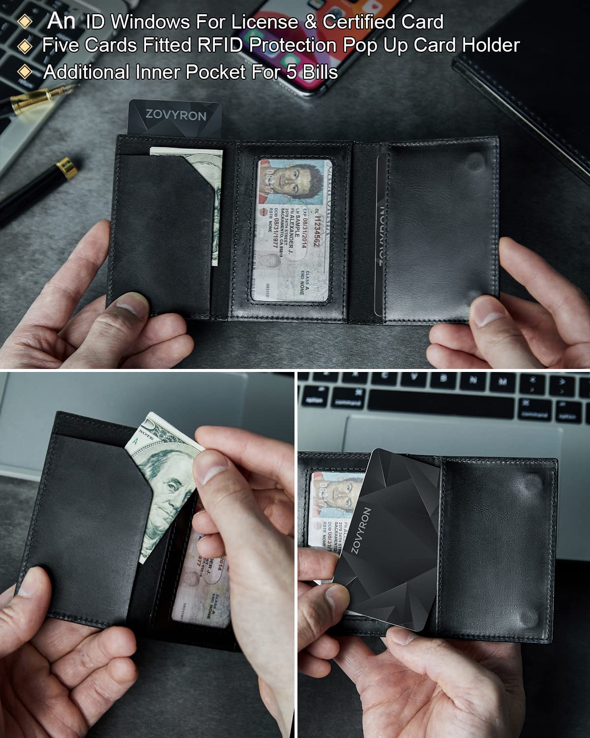 Men's Slim AirTag Wallet with RFID Blocking and Card Slider