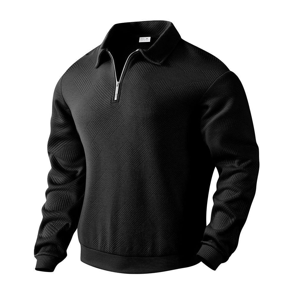 Half Zipper Sweatshirt – Stylish Jacquard Pullover for Youth